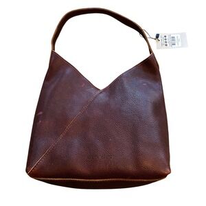 Portland Leather Dark Brown Pebbled Hobo Shoulder Bag